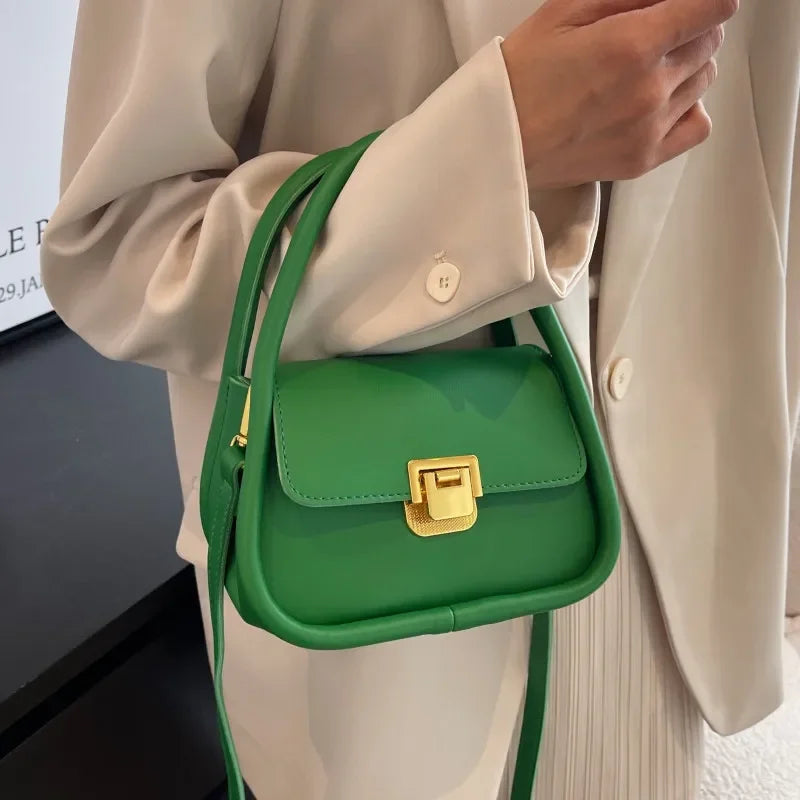 Green Female Shoulder Bags for Women Luxury Pu Leather Crossbody Bag Small Flap Messenger Bag All Match Design Ladies Handbags